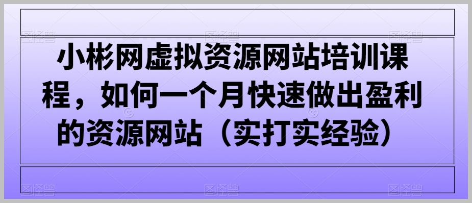 小彬网虚拟资源网站培训课程，如何一个月快速做出盈利的资源网站（实打实经验）-云界方舟