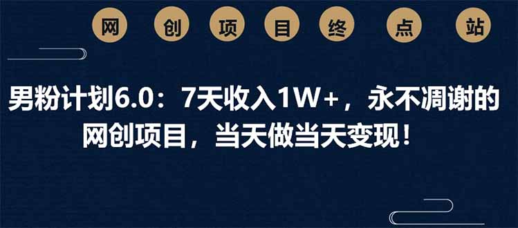 男粉计划6.0：7天收入1W+，永不凋谢的网创项目，当天做当天变现！-云界方舟